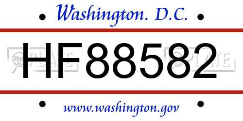 HF88582 District Of Columbia License Plate