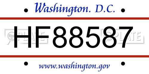 HF88587 District Of Columbia License Plate