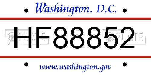 HF88852 District Of Columbia License Plate