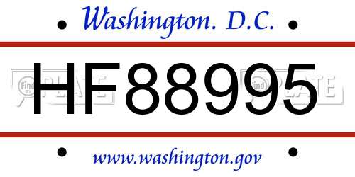 HF88995 District Of Columbia License Plate