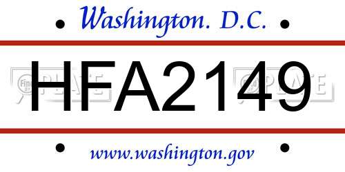 HFA2149 District Of Columbia License Plate