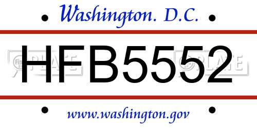 HFB5552 District Of Columbia License Plate