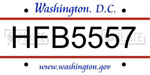 HFB5557 District Of Columbia License Plate