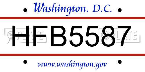 HFB5587 District Of Columbia License Plate
