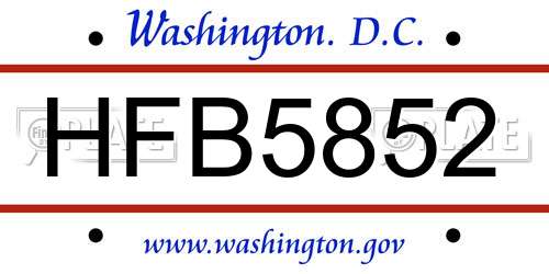 HFB5852 District Of Columbia License Plate