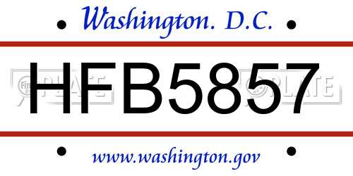 HFB5857 District Of Columbia License Plate
