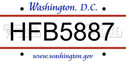 HFB5887 District Of Columbia License Plate