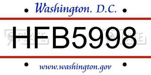 HFB5998 District Of Columbia License Plate