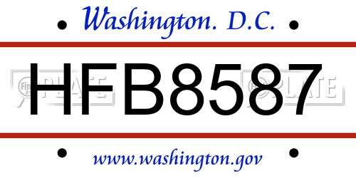 HFB8587 District Of Columbia License Plate