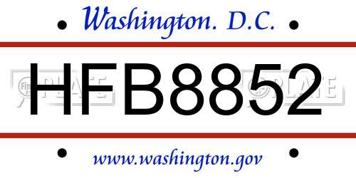 HFB8852 District Of Columbia License Plate