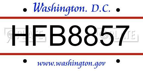 HFB8857 District Of Columbia License Plate