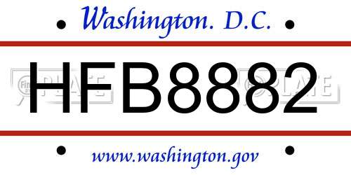 HFB8882 District Of Columbia License Plate