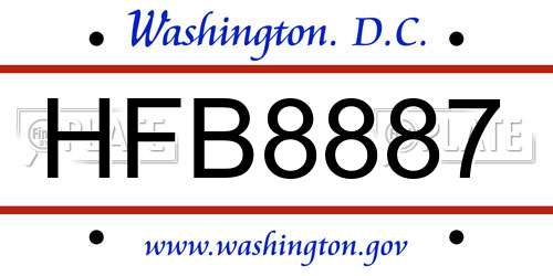 HFB8887 District Of Columbia License Plate