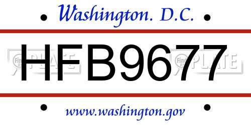 HFB9677 District Of Columbia License Plate