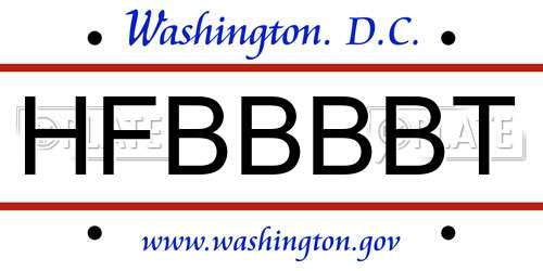 HFBBBBT District Of Columbia License Plate