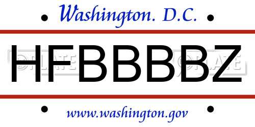 HFBBBBZ District Of Columbia License Plate