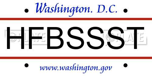 HFBSSST District Of Columbia License Plate