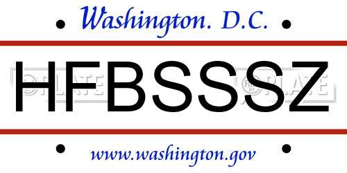 HFBSSSZ District Of Columbia License Plate