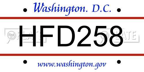 HFD258 District Of Columbia License Plate