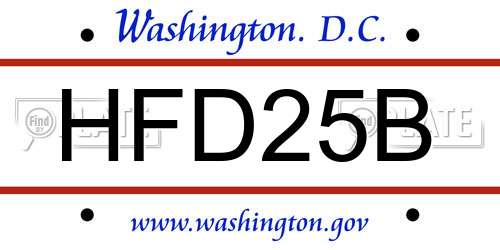 HFD25B District Of Columbia License Plate
