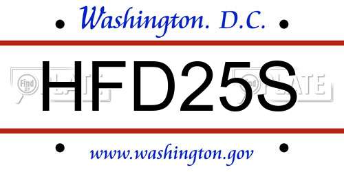 HFD25S District Of Columbia License Plate