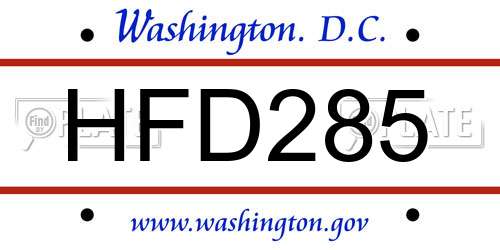 HFD285 District Of Columbia License Plate