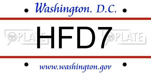 HFD7 District Of Columbia License Plate