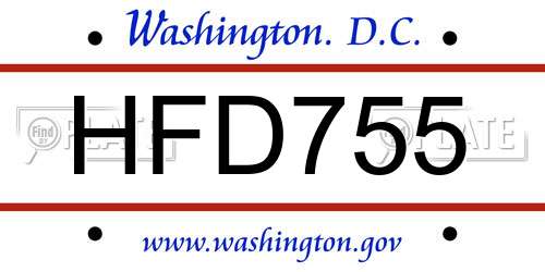 HFD755 District Of Columbia License Plate