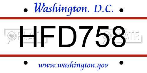 HFD758 District Of Columbia License Plate