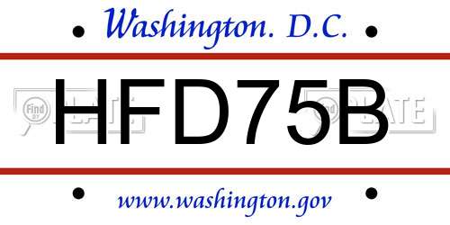 HFD75B District Of Columbia License Plate