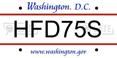 HFD75S District Of Columbia License Plate