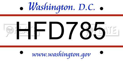 HFD785 District Of Columbia License Plate