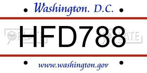 HFD788 District Of Columbia License Plate