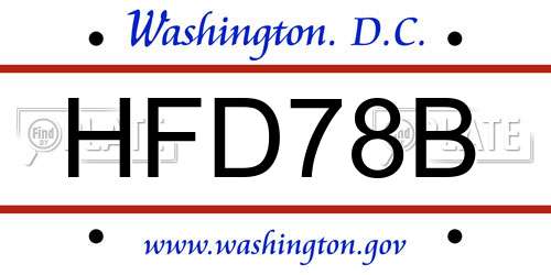HFD78B District Of Columbia License Plate