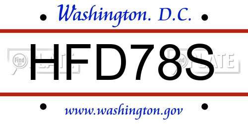 HFD78S District Of Columbia License Plate