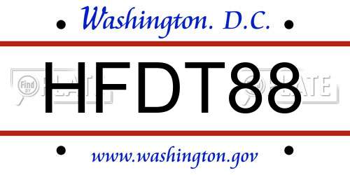 HFDT88 District Of Columbia License Plate