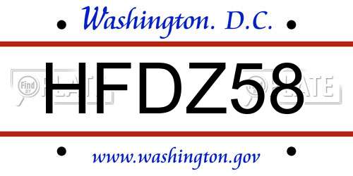 HFDZ58 District Of Columbia License Plate
