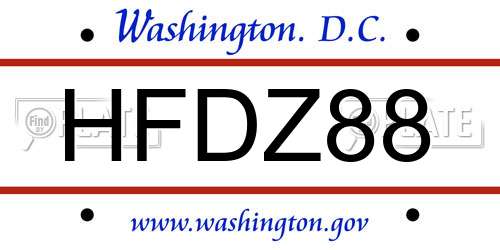 HFDZ88 District Of Columbia License Plate