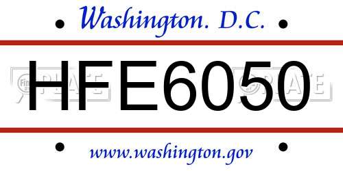HFE6050 District Of Columbia License Plate