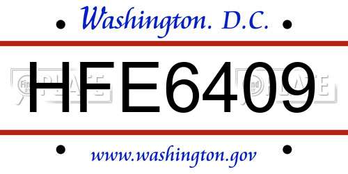 HFE6409 District Of Columbia License Plate