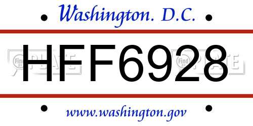 HFF6928 District Of Columbia License Plate