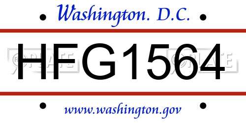 HFG1564 District Of Columbia License Plate