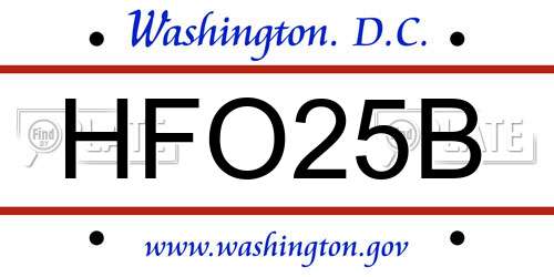 HFO25B District Of Columbia License Plate