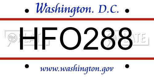 HFO288 District Of Columbia License Plate