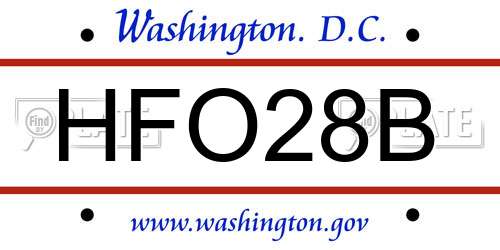 HFO28B District Of Columbia License Plate