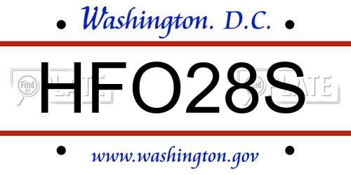 HFO28S District Of Columbia License Plate