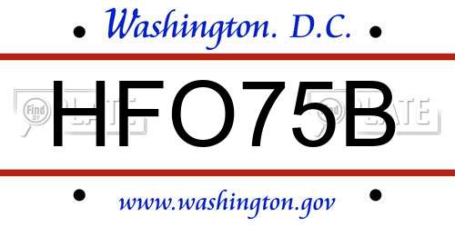 HFO75B District Of Columbia License Plate