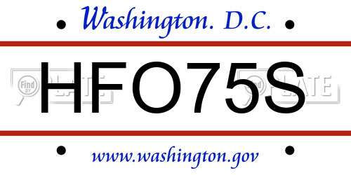 HFO75S District Of Columbia License Plate