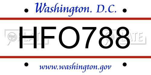 HFO788 District Of Columbia License Plate