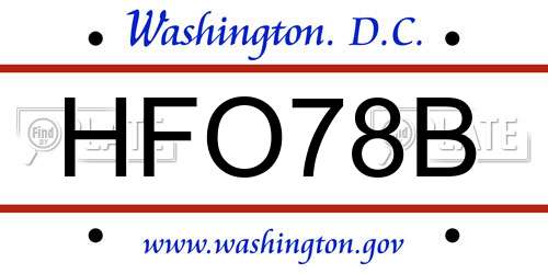 HFO78B District Of Columbia License Plate